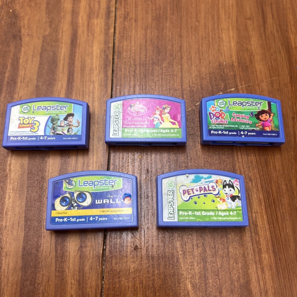 5 LeapFrog Leapster Learning Game Cartridges Disney Pixar Princesses Toy Story